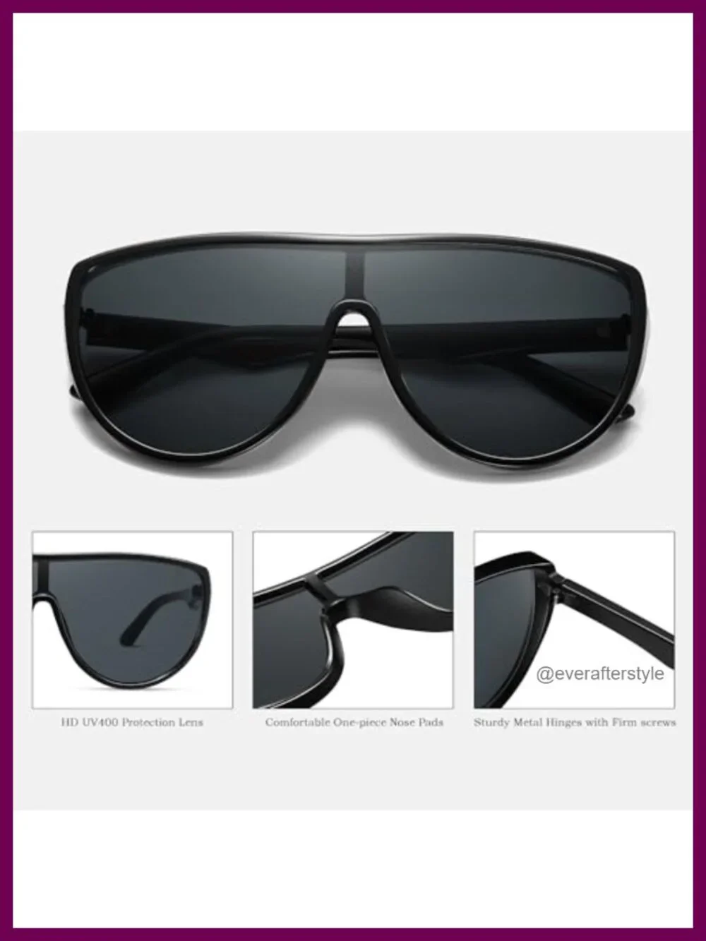 Oversized Aviator Sunglasses Women Retro Shield 70s Vintage UV400 Polycarbonate